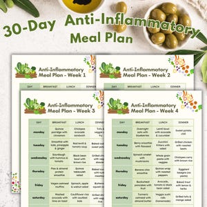 30 Days Anti-Inflammatory Meal Plan, Anti Inflammatory Breakfast,Lunch,Dinner, Anti-Inflammatory Diet Plan Help, PDF, Easy and Healthy