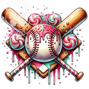 Baseball Home Plate Ice Cream Drip PNG: Sublimation Design (Digital Download)