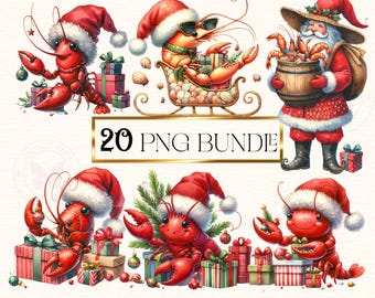 Cajun Christmas Clipart, Watercolor Cajun Santa and Alligator Clip Art, Louisiana Southern Swamp Bayou Tree Clip Art Set