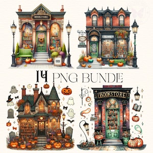 Haunted Bookstore PNG: Spooky Ghosts, Cozy Library - Halloween Sublimation Design