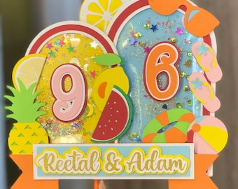 Tropical Birthday Cake Topper SVG | 3D Summer Party Decoration (Cut File)