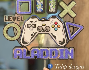 Topper na tort urodzinowy 3D PS | Plik SVG (cyfrowy)