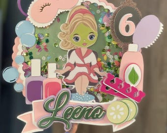 Topper na tort urodzinowy „Spa Girl” w formacie SVG | Dekoracja na imprezę w stylu spa | Topper na tort urodzinowy dla dziewczynek | Plik Cricut Cut | Natychmiastowe pobranie