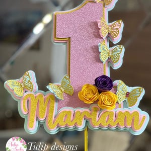 Butterfly 1st Birthday Cake Topper SVG – 3D Layered Design for Girls – Digital Download for Cricut & Silhouette | Not a printable file