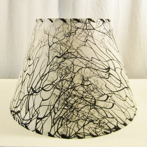 Lokta Paper Lamp Shade, Black and White Tree Root Paper Lampshade
