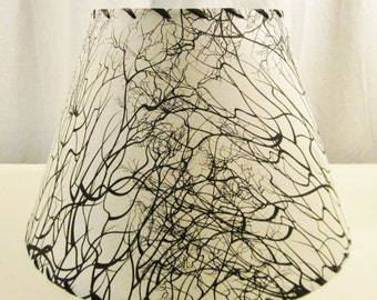 Lokta Paper Lamp Shade, Black and White Tree Root Paper Lampshade