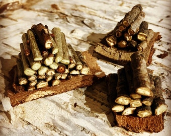 Miniature Log Pile, Tiny Stacked Wood for Fairy House