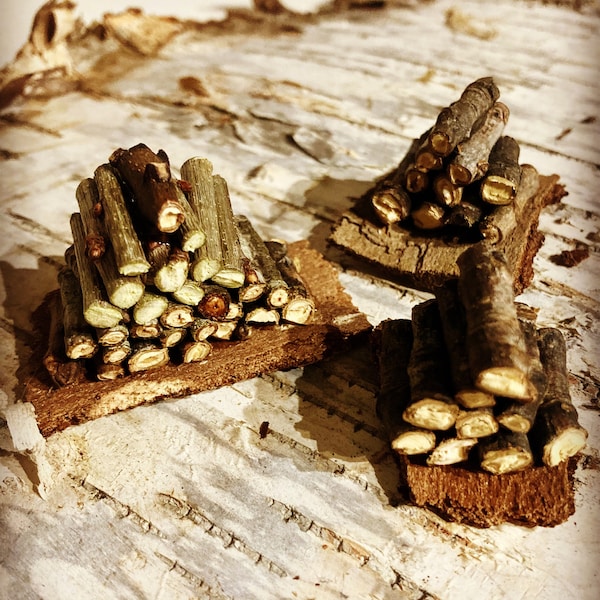 Miniature Log Pile, Tiny Stacked Wood for Fairy House