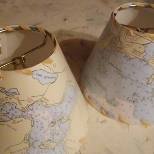 Ocean Chart Chandelier Lampshades, Wall Sconce Shades, Tiny Made to Order Nautical Map Shades image 3