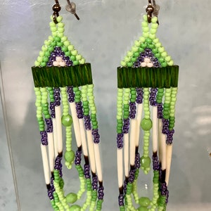 Vintage Porcupine Quill Beaded Earrings #3