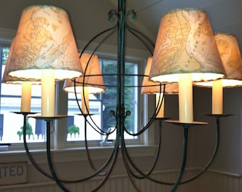 Ocean Chart Chandelier Lampshades, Wall Sconce Shades, Tiny Made to Order Nautical Map Shades
