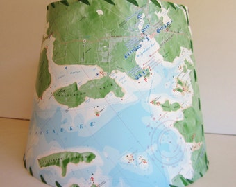 Lake Winnipesaukee Chart Lamp Shade, Custom NH Map Lamp Shade