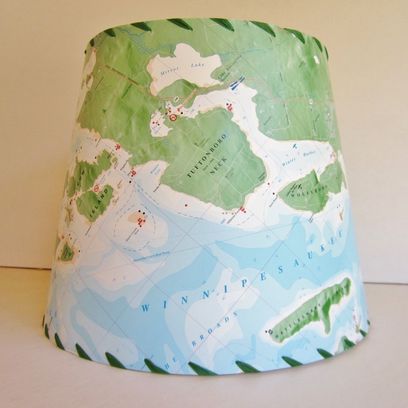 Lake Winnipesaukee Chart Lamp Shade Custom NH Map Lamp Shade Etsy