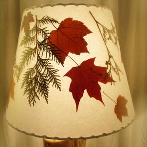 Cedar and Maple Medium Sizes Botanical Lampshades with Real Pressed Leaves