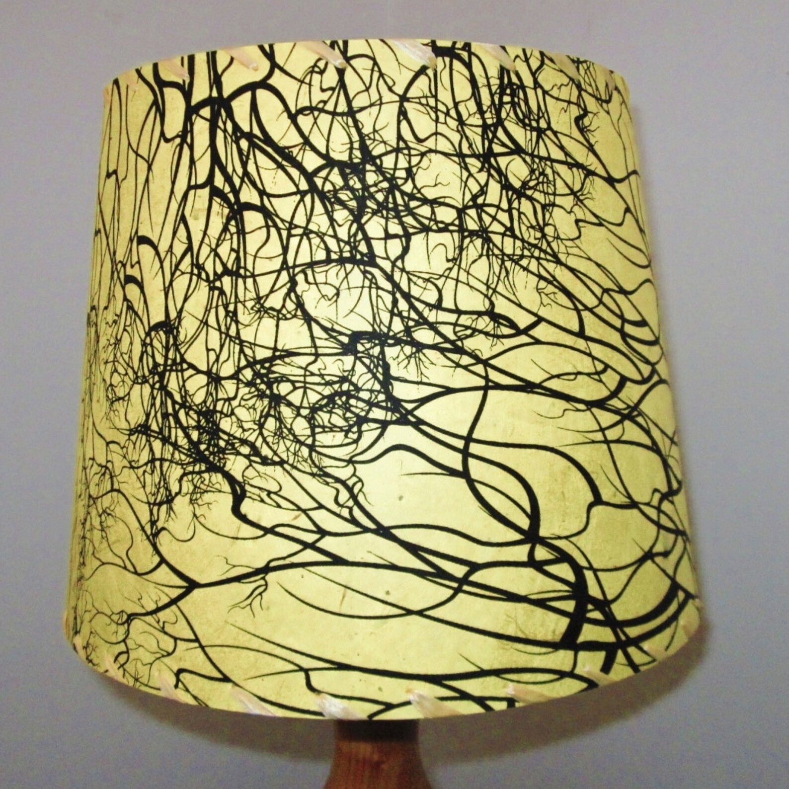 Tree Root Silkscreened Paper Lamp Shade Yellow and Black Etsy UK