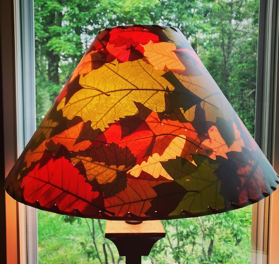 Oak Leaf Botanical Lampshade, Real Pressed Autumn Leaf Lamp