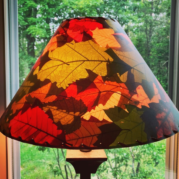 Oak Leaf Botanical Lampshade, Real Pressed Autumn Leaf Lamp Shade