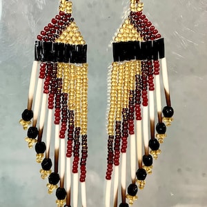 Vintage Porcupine Quill Beaded Earrings #4