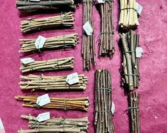 Short Dried Wood Stick Bundles, Natural Wood Crafting Sticks in Birch, Balsam, Willow, Lilac, Elder, Cherry and Rowan