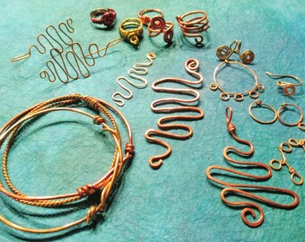 Copper Wire Destash Jewelry, Rings, Bracelets, Earrings and Pendants, AS IS Lot of 20 Pieces