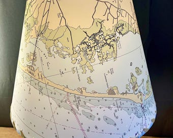 Nautical Chart Lampshade, Barnegat Lighthouse, NJ Coastline