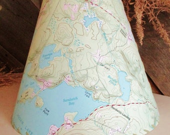 Squam Lake Map Lamp Shade, New Hampshire Lake Chart Lampshade