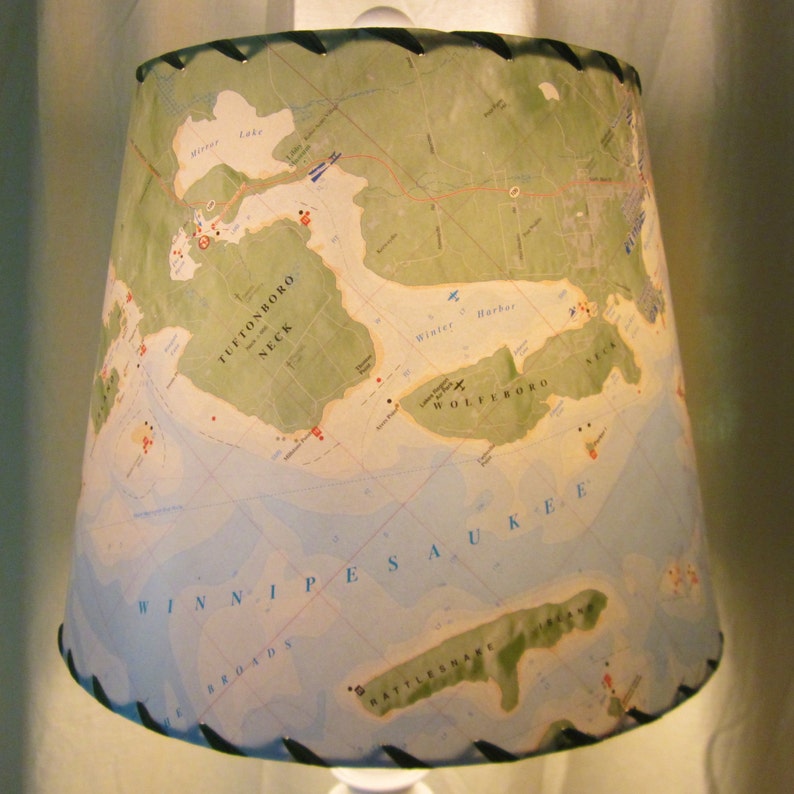 Lake Winnipesaukee Chart Lamp Shade Custom NH Map Lamp Shade Etsy