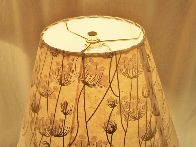 Queen Anne's Lace Lamp Shade, Silkscreened Lokta Paper Lampshade image 6