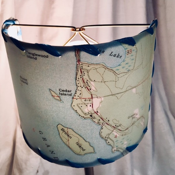 Custom Map Half Shield Lamp Shades, Wall Sconce Shield Shades, Boat And House Trailer Lighting Lampshades