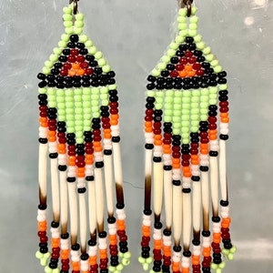 Vintage Porcupine Quill Beaded Earrings #2