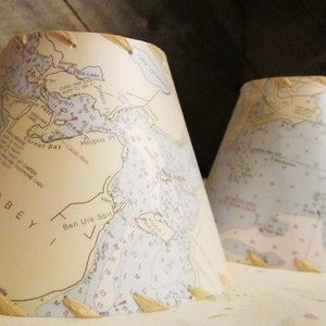 Ocean Chart Chandelier Lampshades, Wall Sconce Shades, Tiny Made to Order Nautical Map Shades image 4