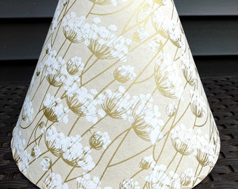 Queen Anne's Lace Lamp Shade, Silkscreened Lokta Paper Lampshade