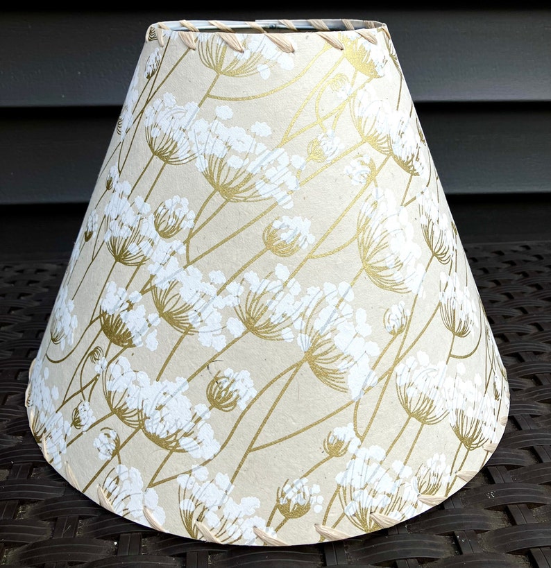 Queen Anne's Lace Lamp Shade, Silkscreened Lokta Paper Lampshade image 1