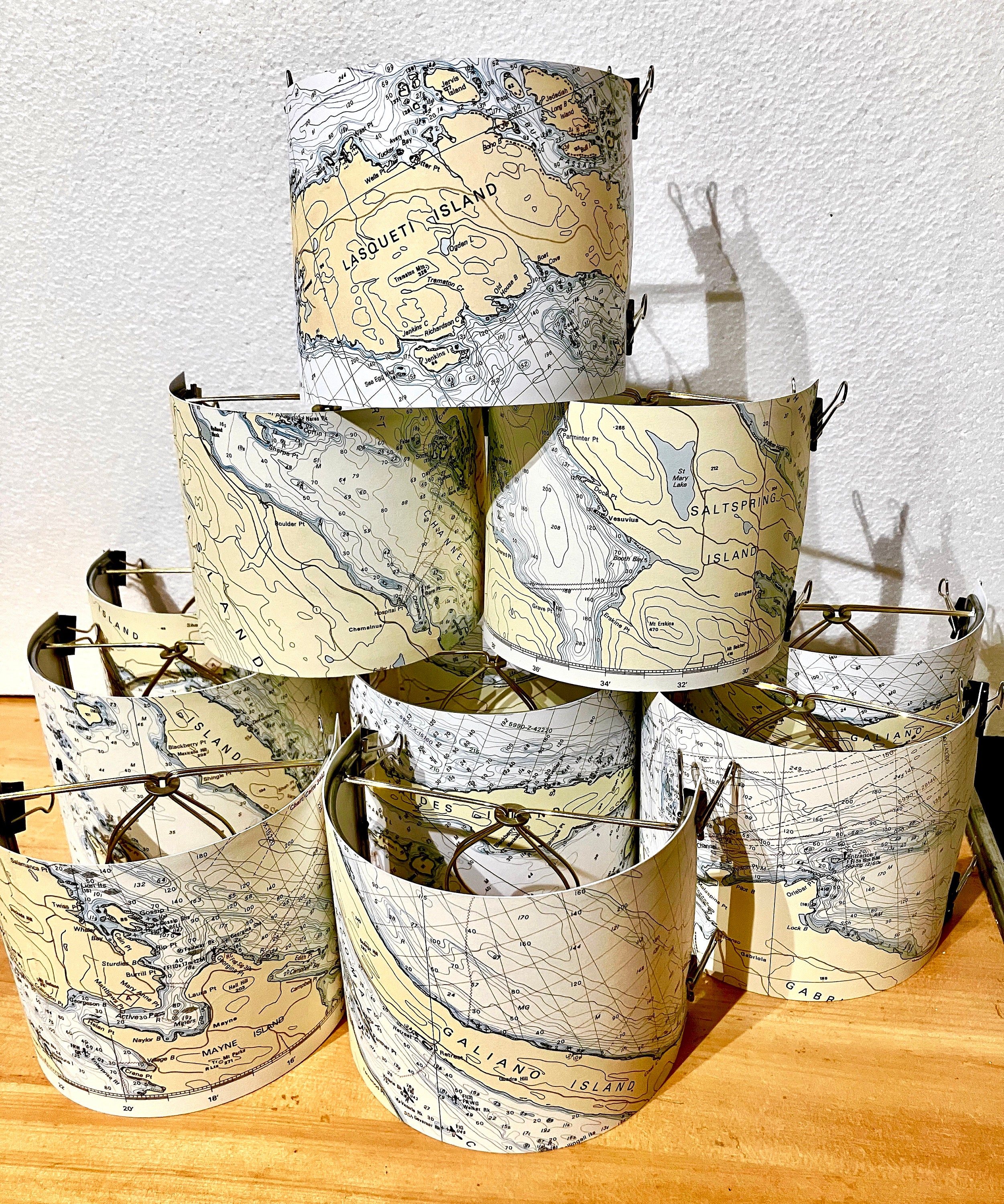Custom Map Half Shield Lamp Shade: Nautical Chart Wall Sconce - Etsy
