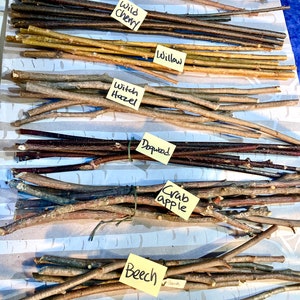 Long Hardwood Crafting Stick Bundles, Ash, Willow, Wild Cherry, Beech, Crabapple, Witch Hazel, Apple and Dogwood