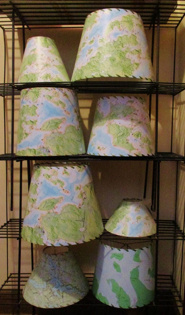 Lake Winnipesaukee Chart Lamp Shade Custom NH Map Lamp Shade Etsy