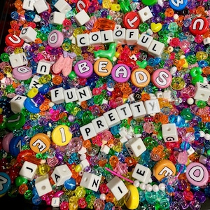 Destash Alphabet Beads for Stringing Jewelry, Over One Pound of Assorted Multicolored Plastic Beads
