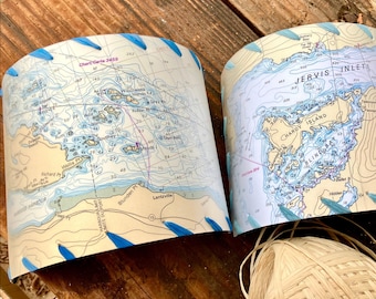 Custom Map Half Shield Lamp Shade: Nautical Chart Wall Sconce