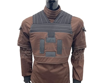 Custom Brown Flight Suit and Flak Vest: Bounty Hunter Cosplay Costume