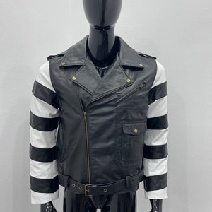Blouson en cuir de motard classique Style moto intemporel avec cuir de qualité supérieure conçu pour la durabilité et le confort, parfait pour les motards et les motards