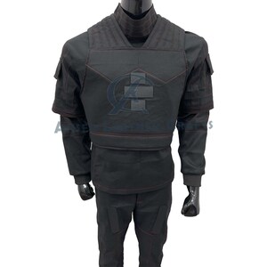 Flight Suit in Black with Striking Red Stitch Complete with Flak Vest Custom Cosplay Costume for a Unique Character Experience