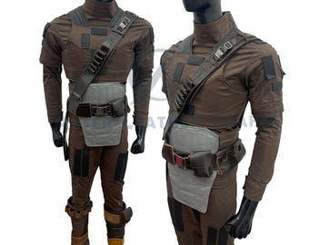 Custom 3-Piece Cosplay Flight Suit with Flak Vest and Accessories – Sci-Fi Bounty Hunter Costume