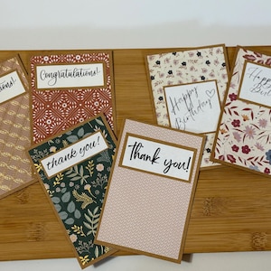 Handmade Cards | Pack of 5 | Misc. Occasions | 4x6 | Blank Inside | Envelopes Included | Congratulations | Thank You | Happy Birthday