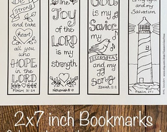 Scripture Bookmarks to color, for Sunday School, Youth Groups, Ladies Events, Bible Journaling, 2 x 7 inches, Old Testament Bible Verses