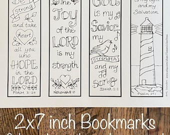 Scripture Bookmarks to color, for Sunday School, Youth Groups, Ladies Events, Bible Journaling, 2 x 7 inches, Old Testament Bible Verses