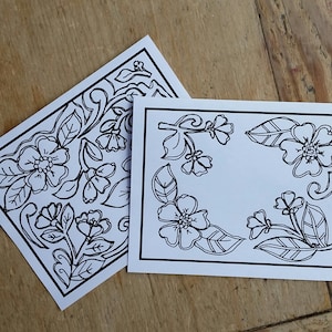 Biglietto da colorare con fiori, biglietti di ringraziamento, colora i tuoi biglietti, fiori, download digitale, stampabile all'istante, disegni hawaiani