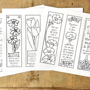 12 Hand-Drawn Christian Coloring Bookmarks: Love, Joy, Peace Verses (PDF Download)