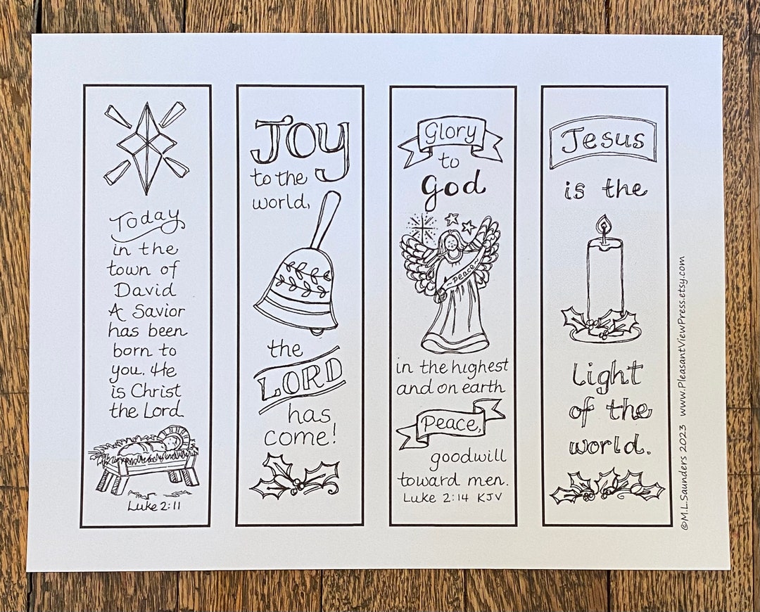 Christmas Bookmarks to Color With Scripture, Digital Download ...