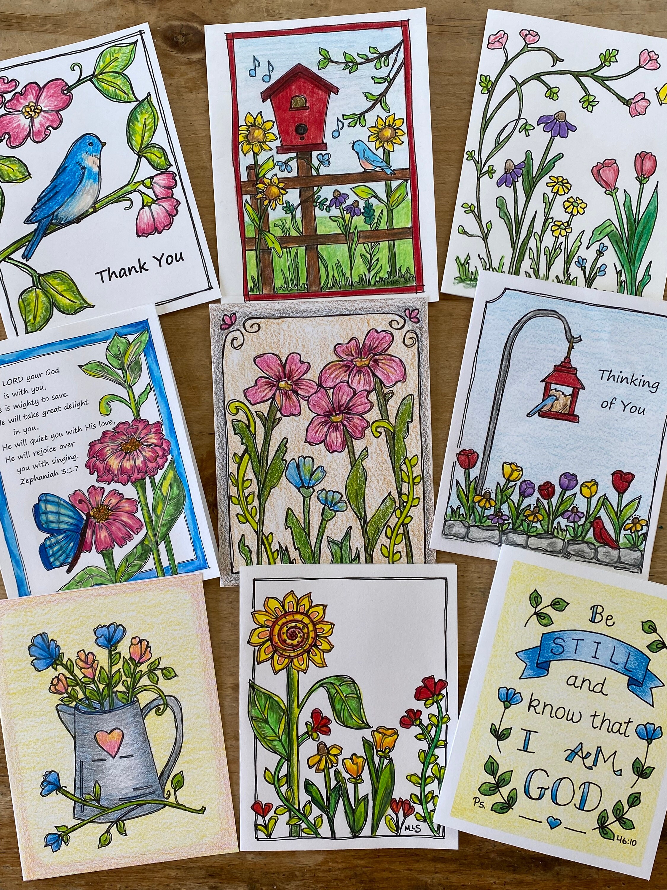 Cards to Color Friendship and Flowers, Digital Download, Printable ...