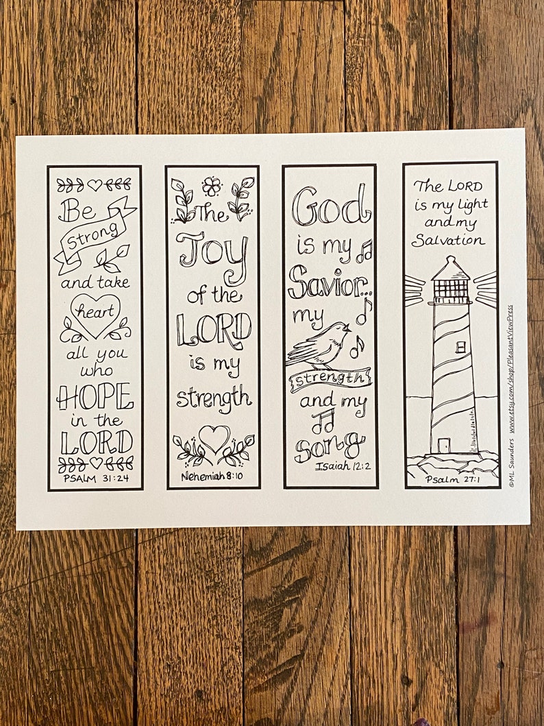 Scripture Bookmarks to Color, for Sunday School, Youth Groups, Ladies ...
